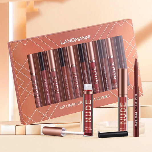 12-Piece Lipstick & Lip Liner Set – 6 Matte Lipsticks + 6 Waterproof Liners